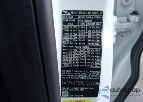 2020 Jaguar E-Pace P250 Awd Automatic from USA, damaged, VIN SADFK2FX7L1013206